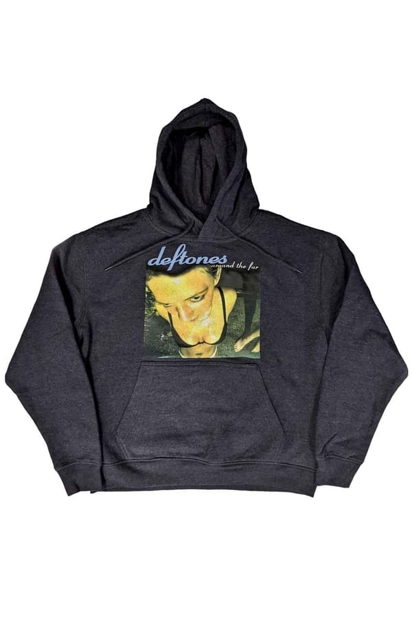 Deftones Hoodie Around the Fur Band Logo Official Unisex Navy Blue Pullover