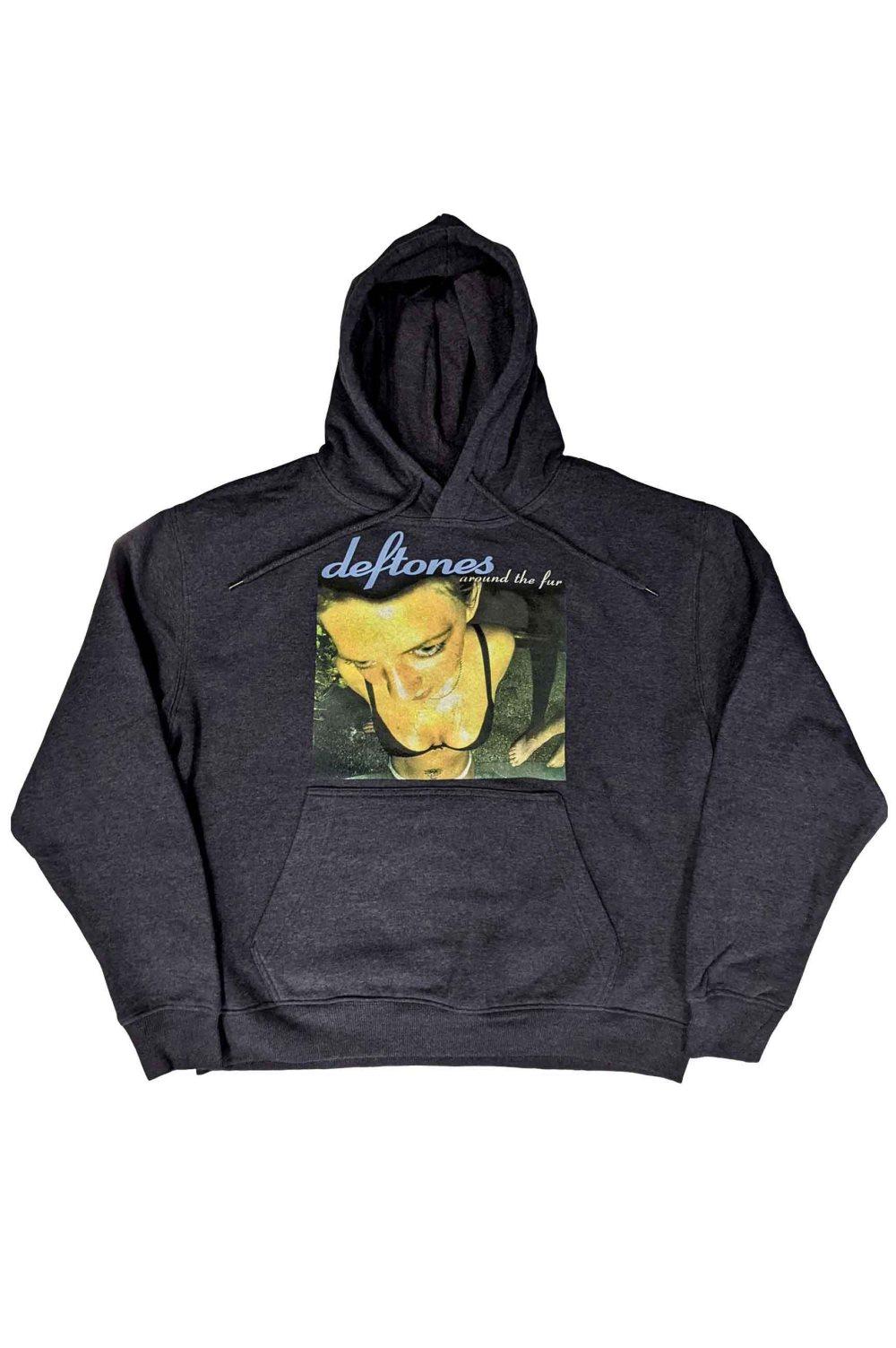 Deftones Hoodie Around the Fur Band Logo Official Unisex Navy Blue