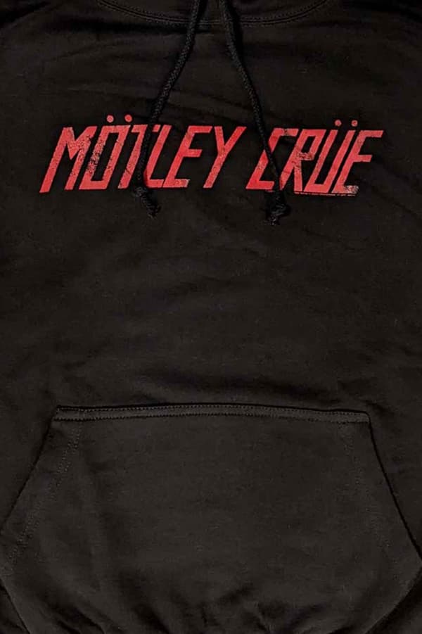 Motley Crue Hoodie Distressed Band Logo Official Unisex Black Pullover