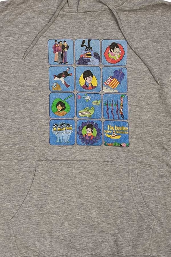 The Beatles Hoodie Yellow Submarine Montage Official Unisex Grey Pullover