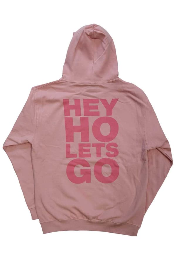 Ramones Hoodie Pink Hey Ho Seal Band Logo Official Unisex Pink Pullover