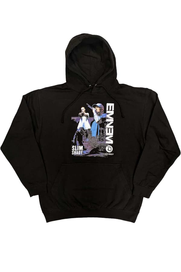 Eminem Hoodie Detroit Logo Marshal Mathers Official Unisex Black Pullover