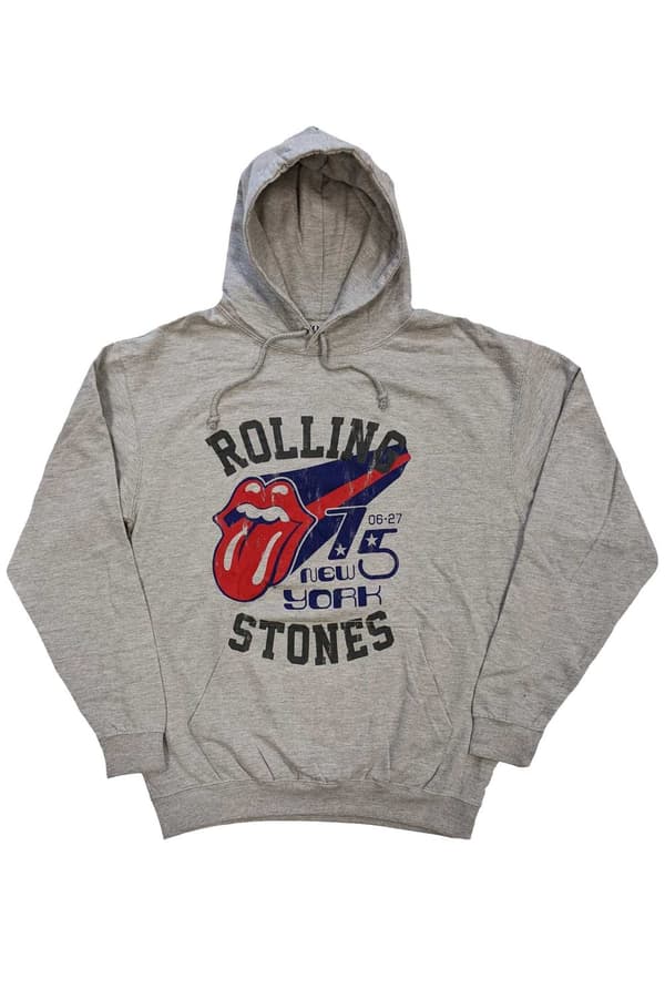 The Rolling Stones Hoodie York 75 Official Unisex Grey Pullover