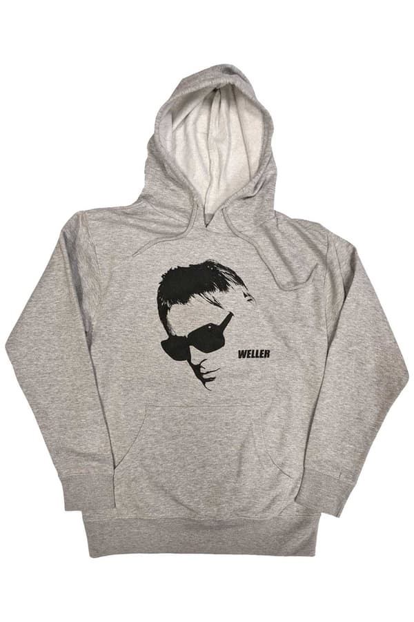 Paul Weller Hoodie Glasses Pic Logo Official Unisex Grey Pullover