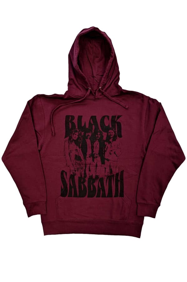 Black Sabbath Hoodie Band and Logo Official Unisex Maroon Red Pullover Red M