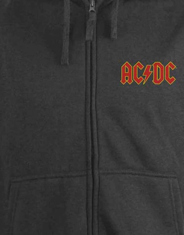AC/DC Hoodie Classic Band Logo Highway To Hell Official Charcoal Zipped