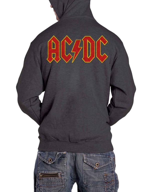 AC/DC Hoodie Classic Band Logo Highway To Hell Official Charcoal Zipped