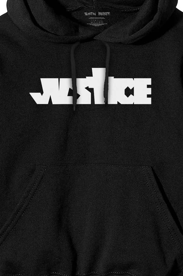 Justin Bieber Hoodie Justice Logo Official Mens Black Pullover