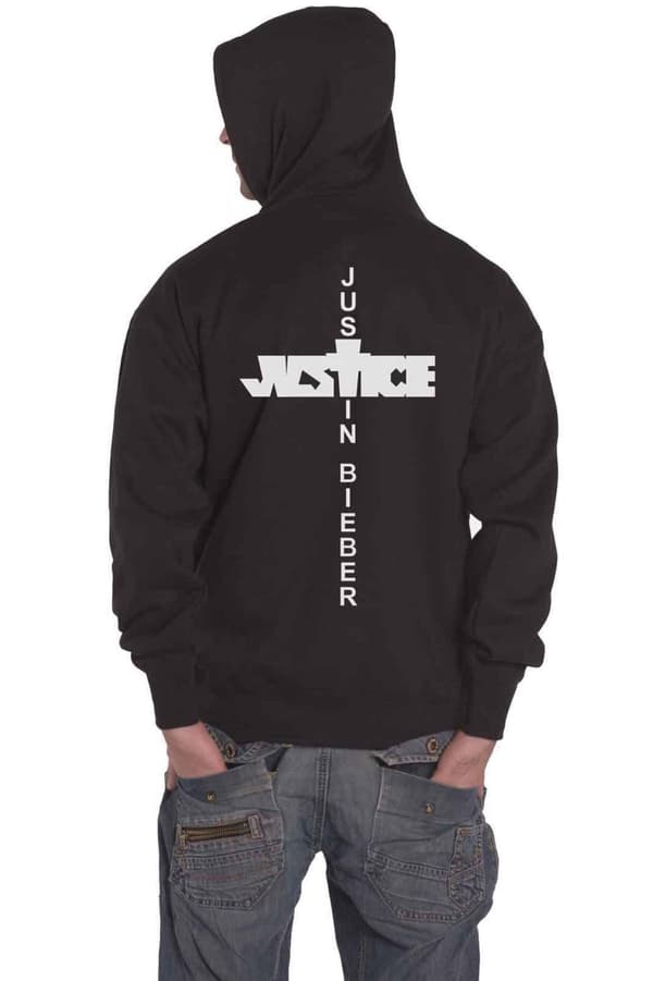 Justin Bieber Hoodie Justice Logo Official Mens Black Pullover
