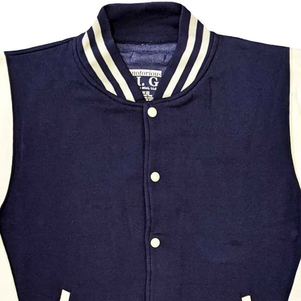 Biggie Smalls Jacket Crown Logo Official Unisex Navy Blue Varsity