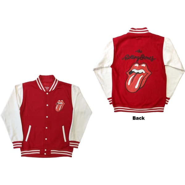 The Rolling Stones Unisex Varsity Jacket: Classic Tongue (Back Print) (Medium)
