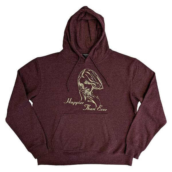 Billie Eilish Hoodie Happier Than Ever Logo Official Unisex Brown Pullover