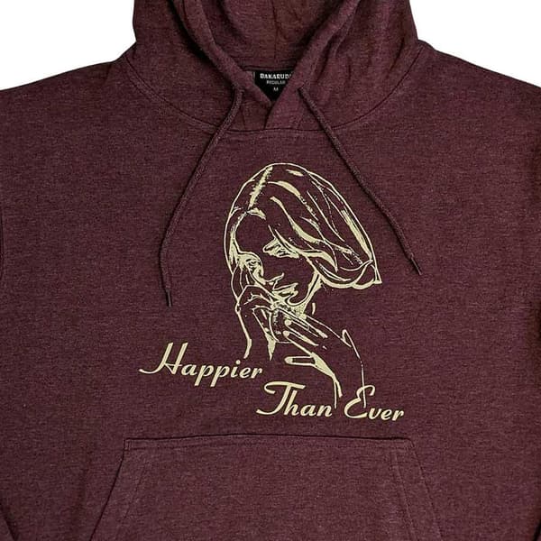 Billie Eilish Hoodie Happier Than Ever Logo Official Unisex Brown Pullover