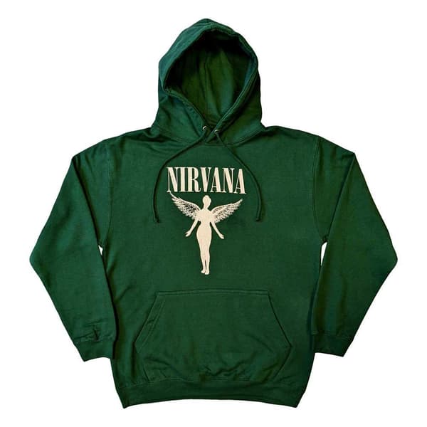 Nirvana Hoodie Angelic Mono Band logo Official Unisex Green Pullover