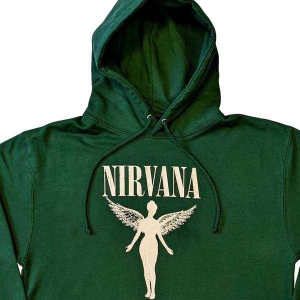 Nirvana Hoodie Angelic Mono Band logo Official Unisex Green Pullover