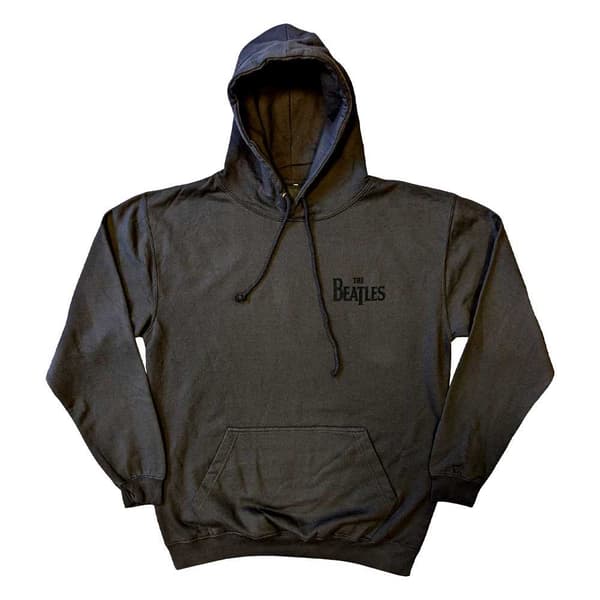 The Beatles Hoodie Drop T Band Logo Official Unisex Charcoal Grey Pullover
