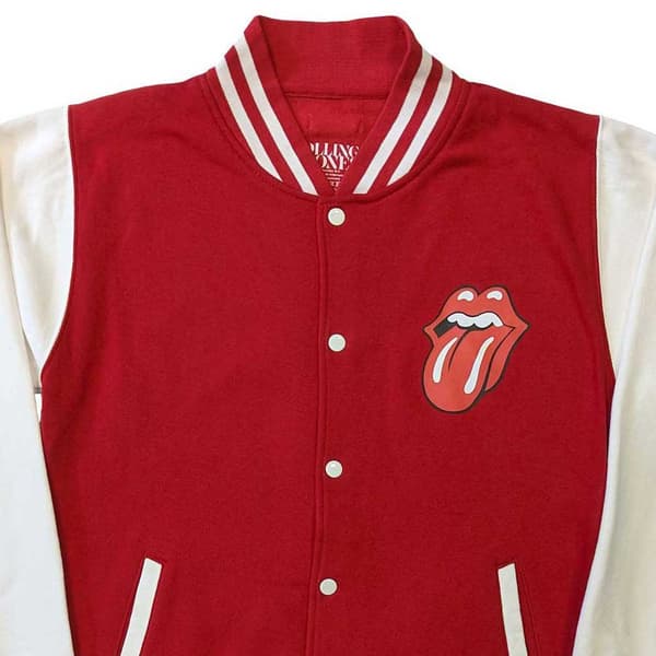 The Rolling Stones Varsity Jacket Classic Tongue Logo Official Unisex Red