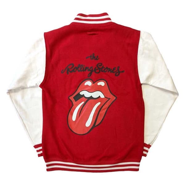 The Rolling Stones Varsity Jacket Classic Tongue Logo Official Unisex Red