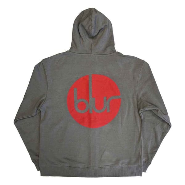Blur Hoodie Circle Band Logo Official Unisex Grey Zipped