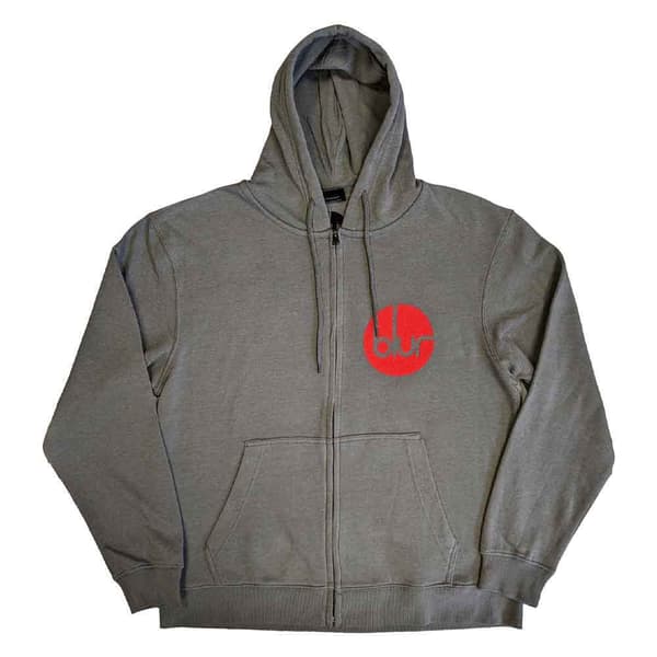 Blur Hoodie Circle Band Logo Official Unisex Grey Zipped
