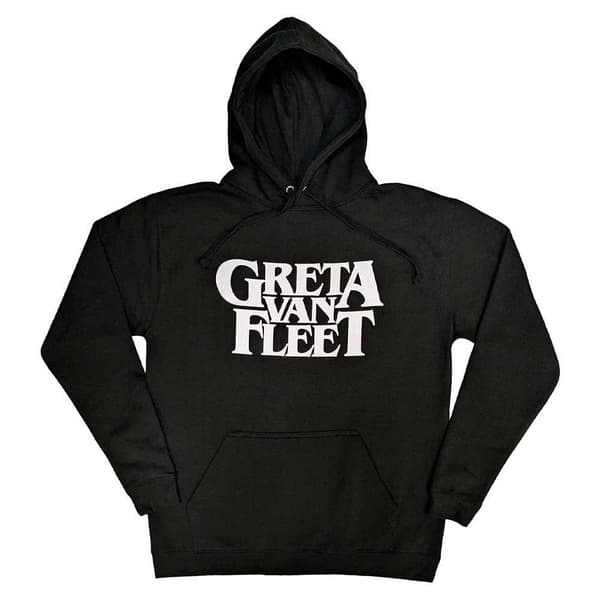 Greta Van Fleet Hoodie Band Logo Official Mens Black Pullover Black S