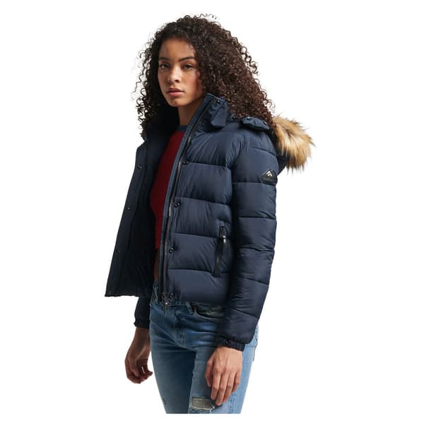Superdry Jacka Vintage Hooded Mid Layer Short Blå L Kvinna