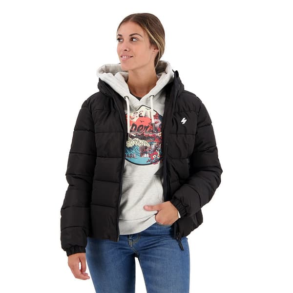 Superdry Puffer Takki Spirit Sports Musta XL Nainen