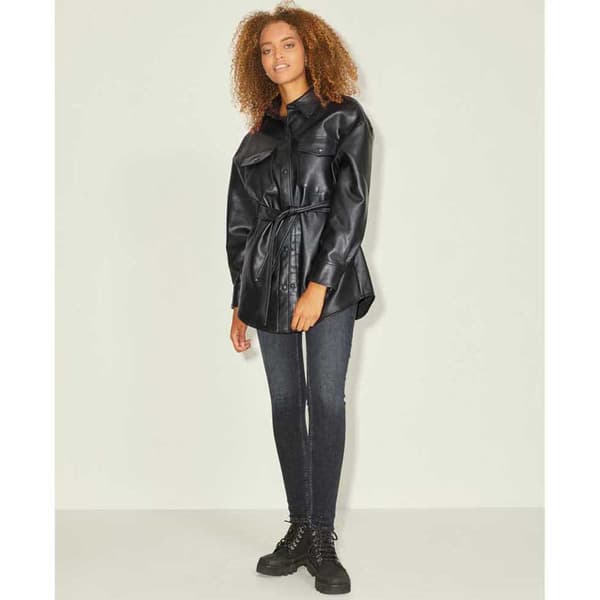 Jack & Jones Læderjakke Luna Faux Overshirt Sort S Kvinde