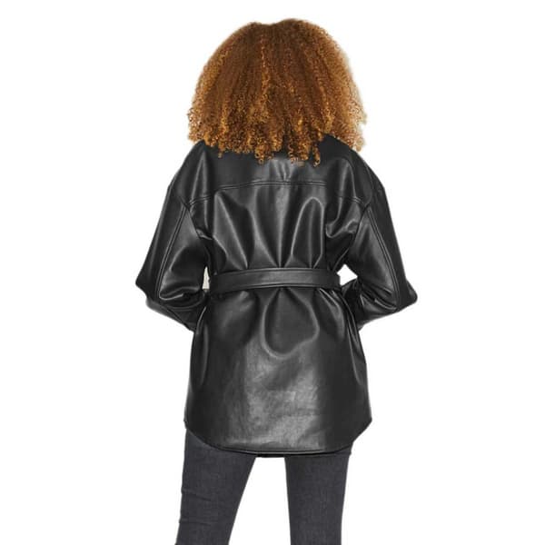 Jack & Jones Læderjakke Luna Faux Overshirt Sort S Kvinde