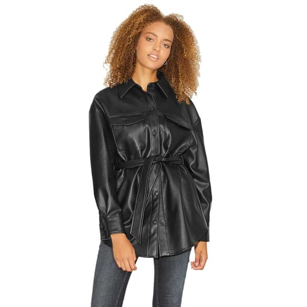 Jack & Jones Læderjakke Luna Faux Overshirt Sort S Kvinde