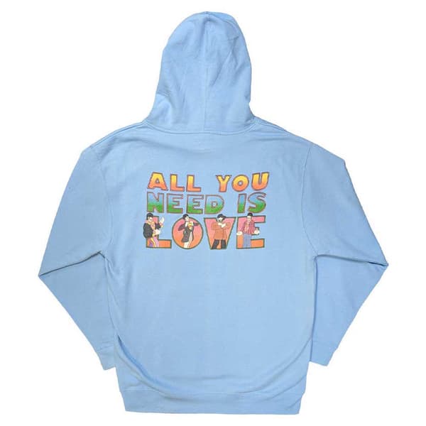The Beatles Hoodie All You Need Is Love Official Light Blue Pullover