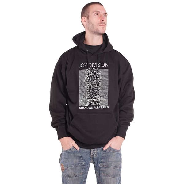 Joy Division Hoodie Unknown Pleasures Band Logo Official Mens Black Pullover