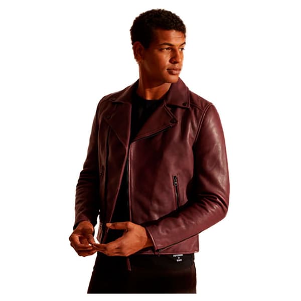 Superdry Läder Jacka Biker Brun 2XL Man