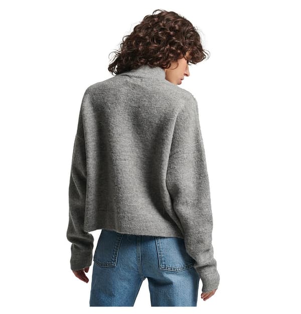 Superdry Villapaita Vintage Essential Mock Neck Harmaa M Nainen