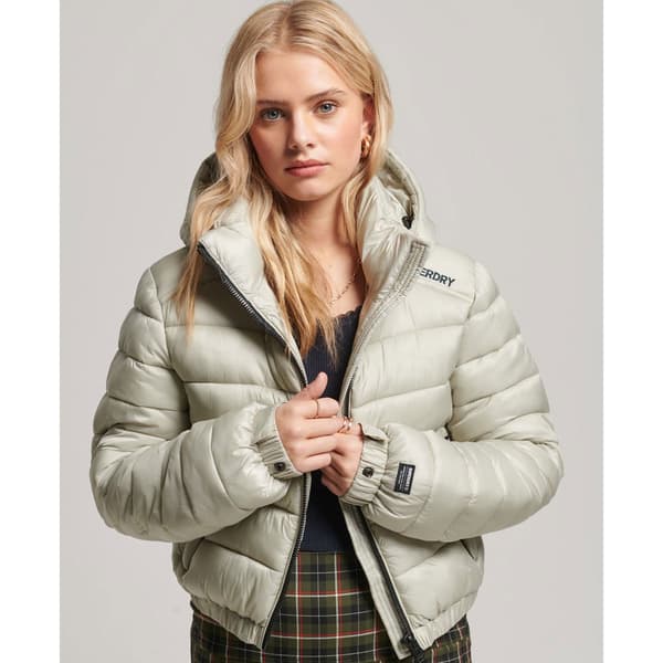 Superdry Jacka Code Lwt Crop Sport Padded Grönt L Kvinna