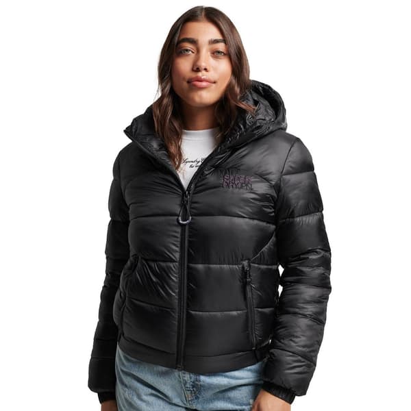 Superdry Puffer Jakke Sports Sort XL Kvinde