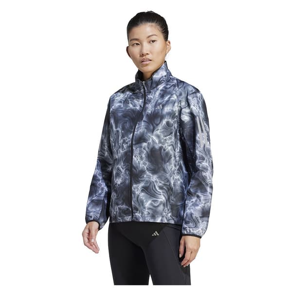 Adidas Jacka Own The Run Allover Print Windbreaker Grå S Kvinna