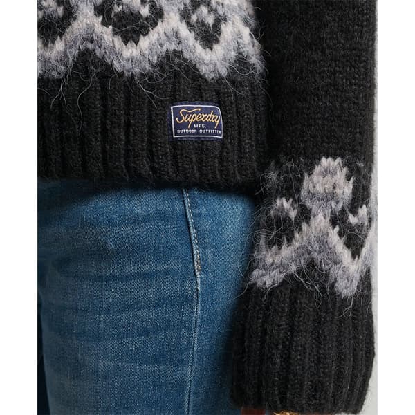 Superdry Sticka Vintage Slouchy Fairisle Svart XS Kvinna