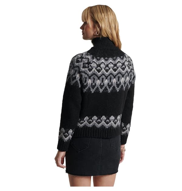 Superdry Sticka Vintage Slouchy Fairisle Svart XS Kvinna