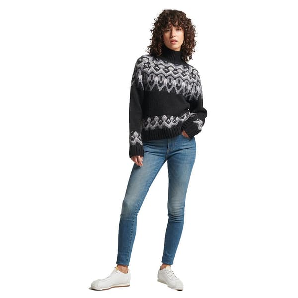Superdry Sticka Vintage Slouchy Fairisle Svart XS Kvinna