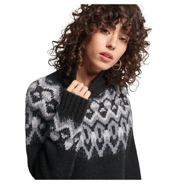 Superdry Sticka Vintage Slouchy Fairisle Svart XS Kvinna