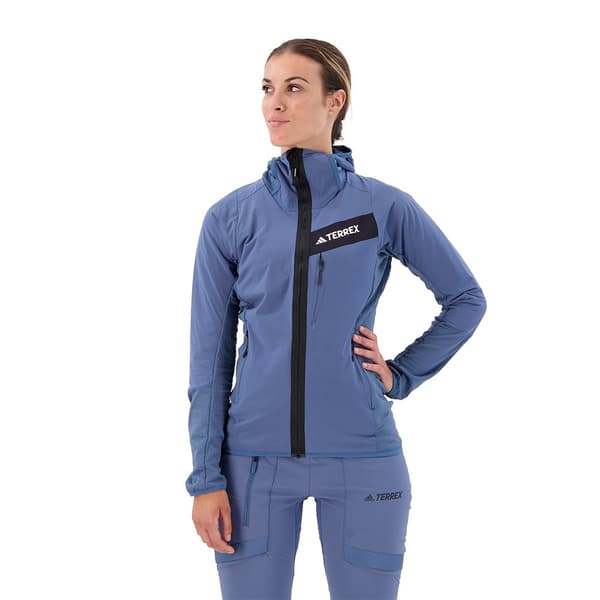 Adidas Fleece Med Fuld Lynlås Terrex Techrock Wind Fleece Blå S Kvinde