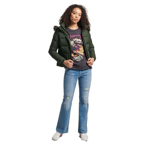 Superdry Takki Vintage Hooded Mid Layer Short Vihreä S Nainen