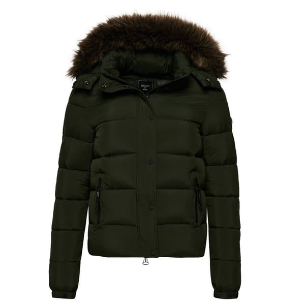 Superdry Takki Vintage Hooded Mid Layer Short Vihreä S Nainen