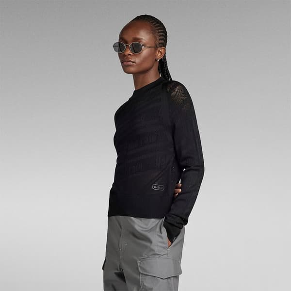 G-star Villapaita Pointelle Text Musta M Nainen