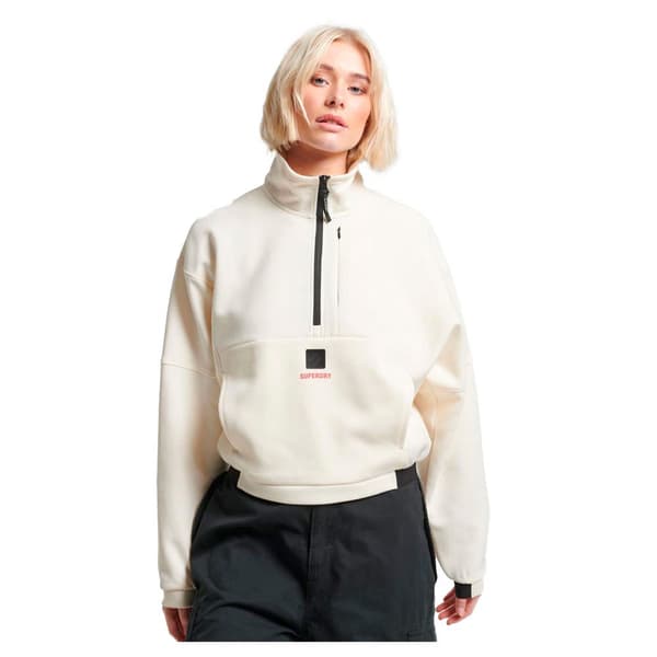 Superdry Tröja Med Halv Dragkedja Code Tech Beige M Kvinna