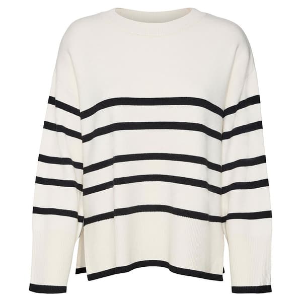 Vero Moda O Neck Villapaita Saba Stripe Beige,Musta S Nainen
