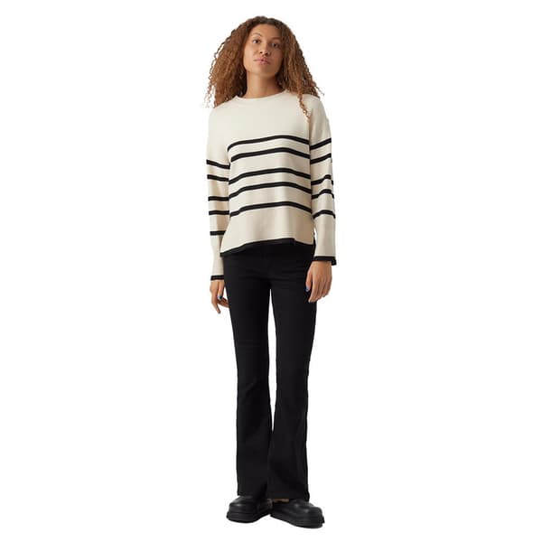 Vero Moda O Neck Villapaita Saba Stripe Beige,Musta S Nainen