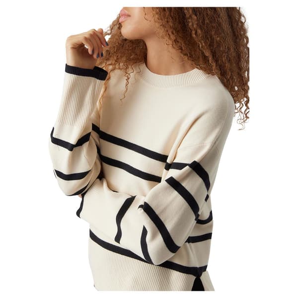 Vero Moda O Neck Villapaita Saba Stripe Beige,Musta S Nainen