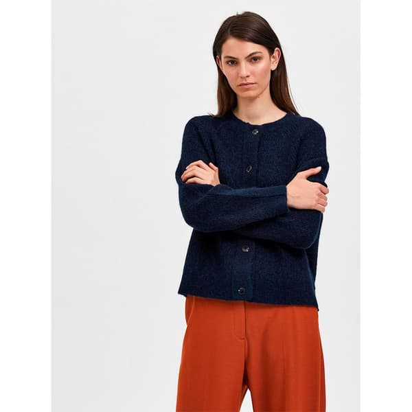 Selected Kort Cardigan Lulu Blå M Kvinde